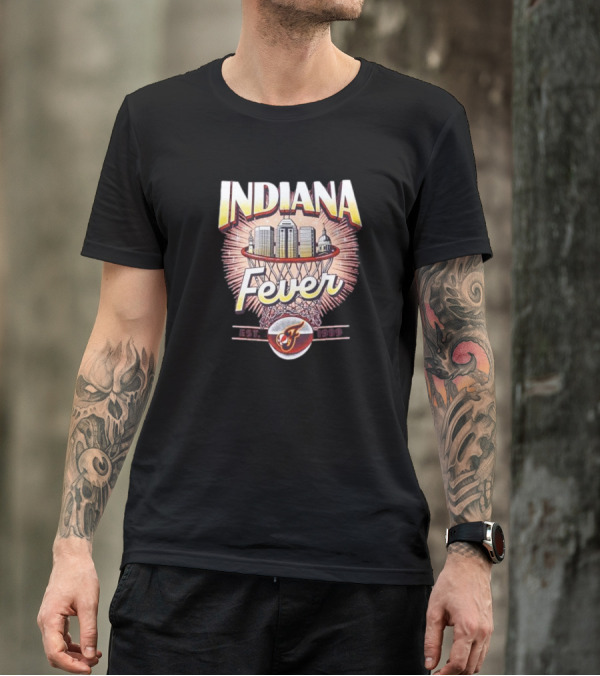 Indiana Fever Basketball City Established 1999 Skyline Hoops T-Shirt