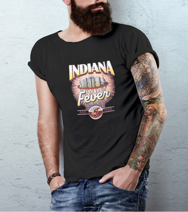 Indiana Fever Basketball City Established 1999 Skyline Hoops T-Shirt