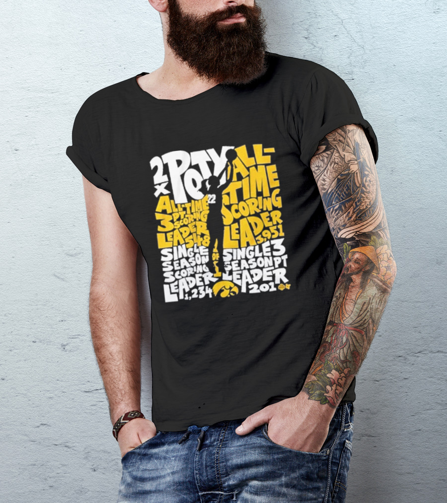 Caitlin Clark 2x POY All-Time Scoring Leader Iowa Single Season 3 Pt Leader T-Shirt