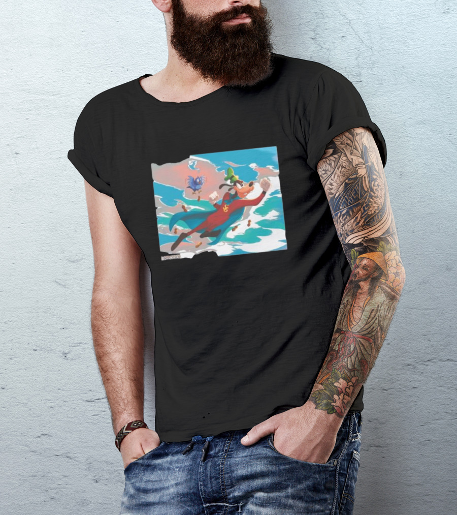 Disney Lorcana Super Goof Flying Hero Dog Adventure With Blue Bird Companion T-Shirt