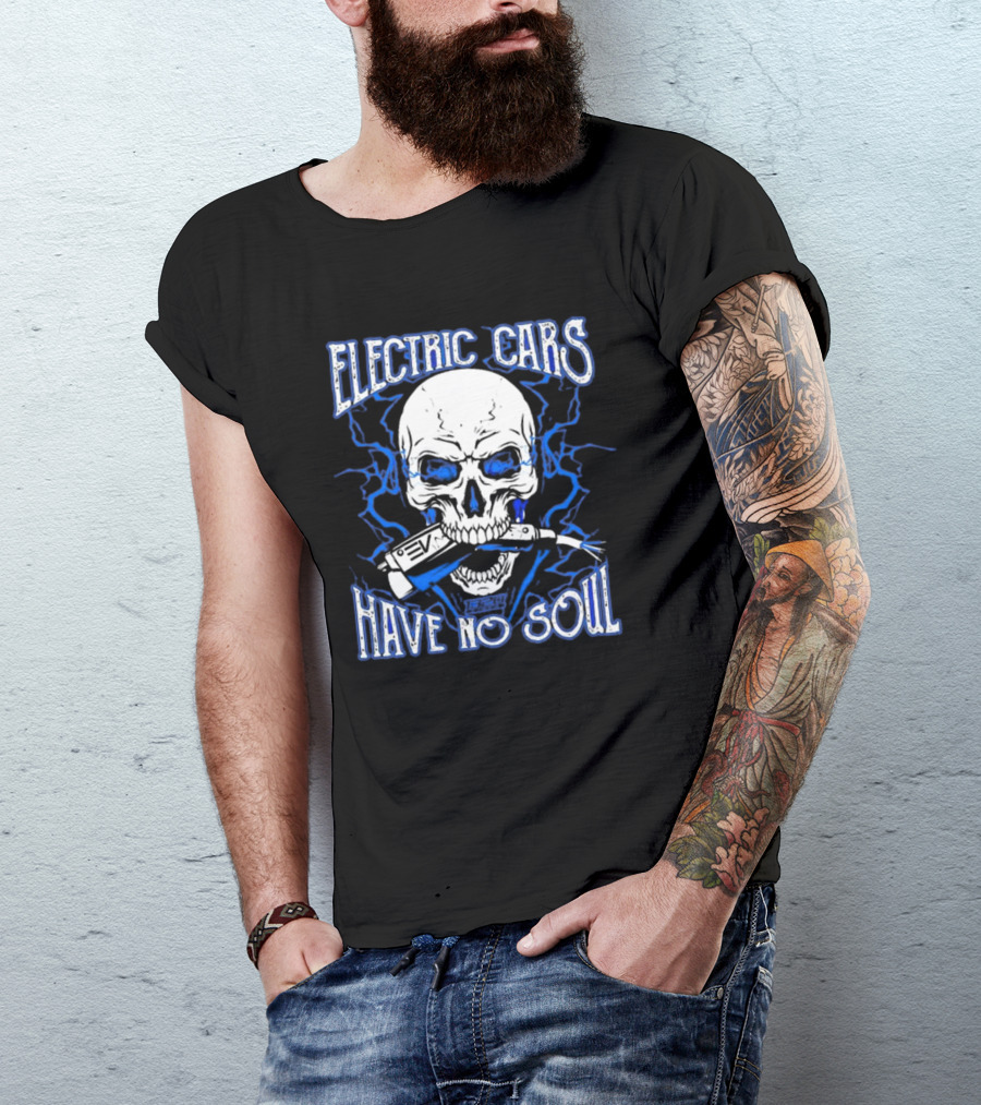1320VIDEO Electric Cars Have No Soul Skull With EV Charger 2.0 T-Shirt