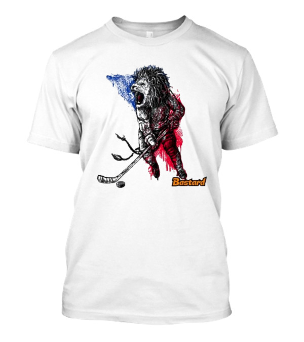 Vtipné Hokejové Potisky Bastard Lví Hokejista Trikolora T-Shirt