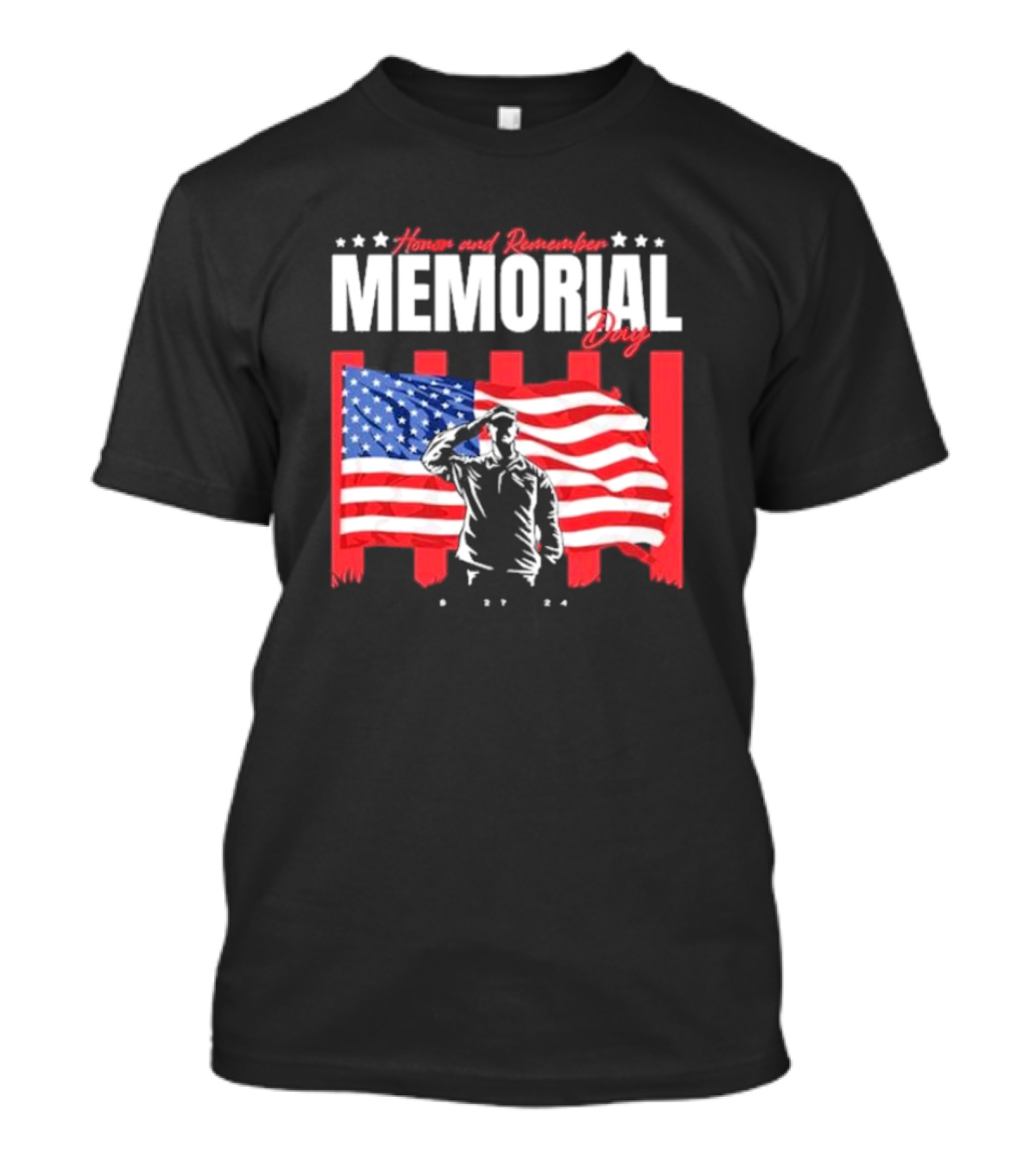 Honor And Remember Memorial Day May 27 2024 American Flag Salute T-Shirt