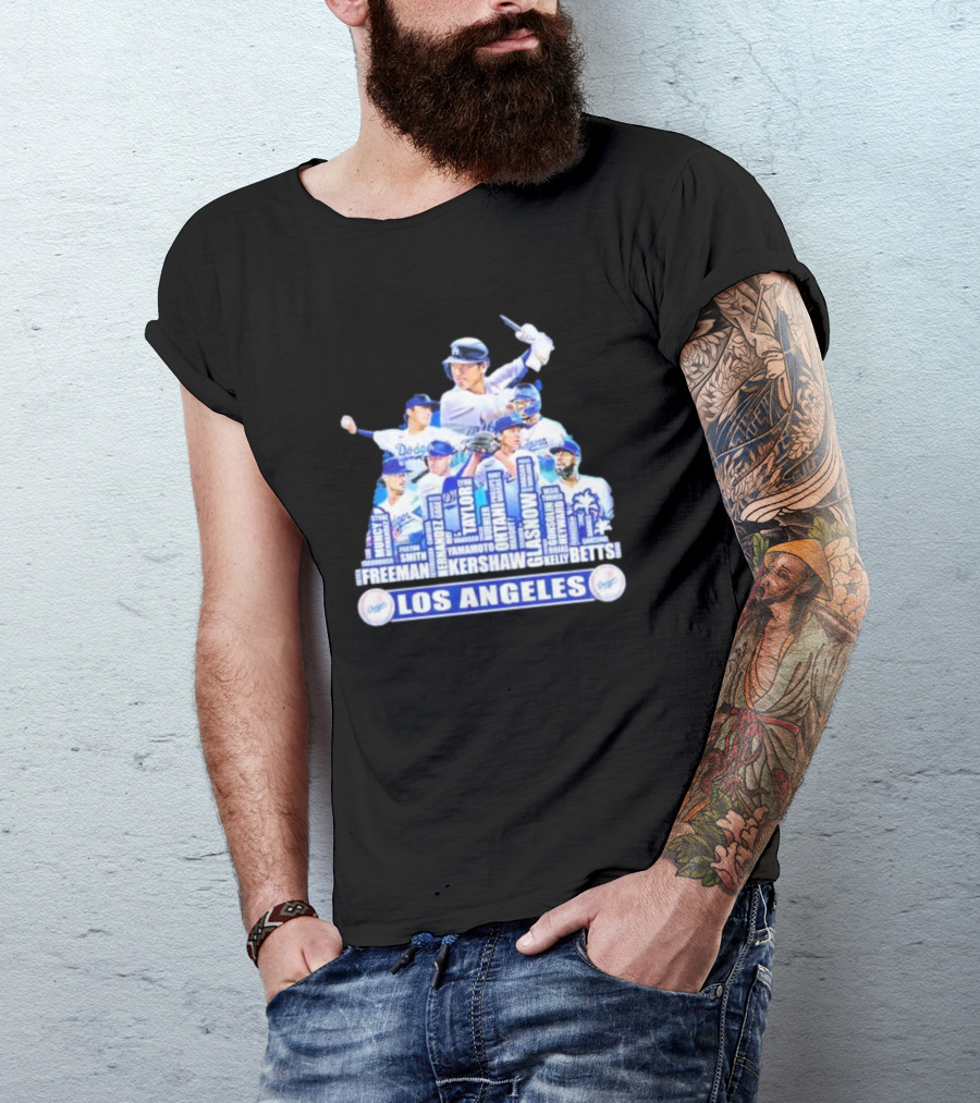 Los Angeles Dodgers 2024 Players Freeman Smith Kershaw Betts Skyline T-Shirt