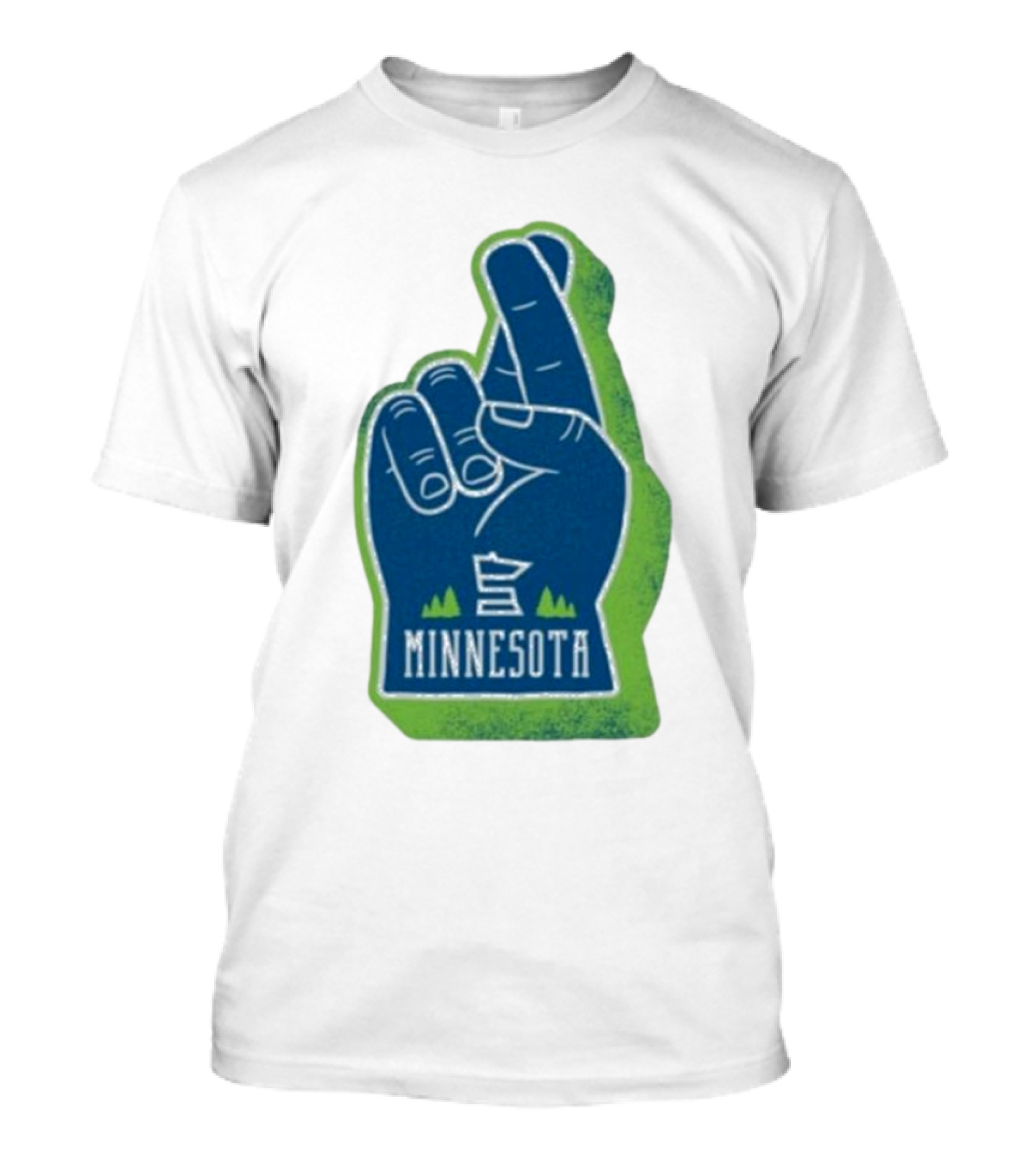 Minnesota Mood Fingers Hand Gesture With State Icon And Trees T-Shirt