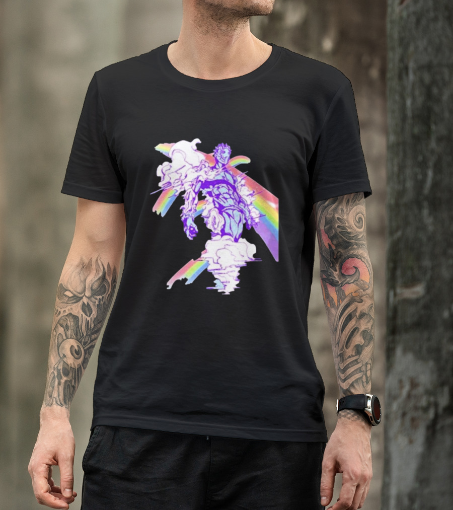 Hoshipieces Weather 9oz Manga Style Purple Cloud Man With Rainbow Elements T-Shirt