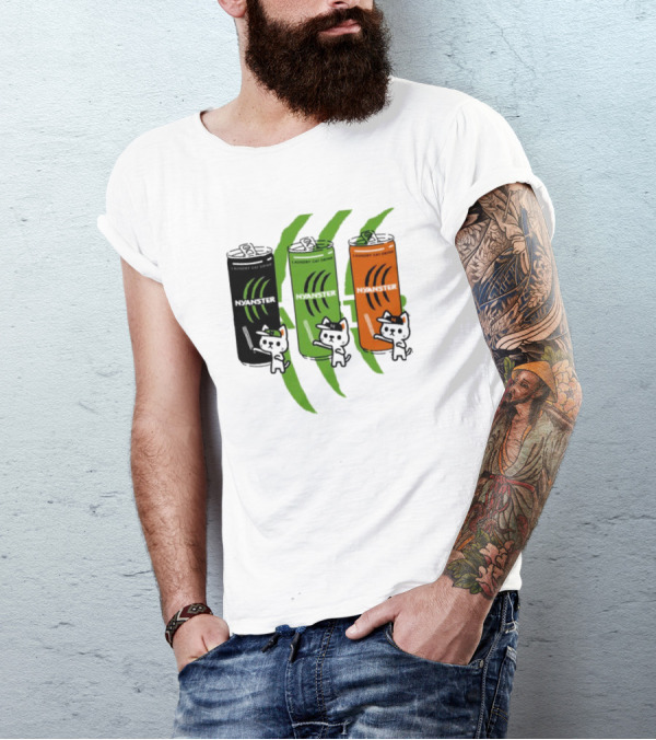 Laundry Cat Drink Nyanster Cans With Three Cats T-Shirt