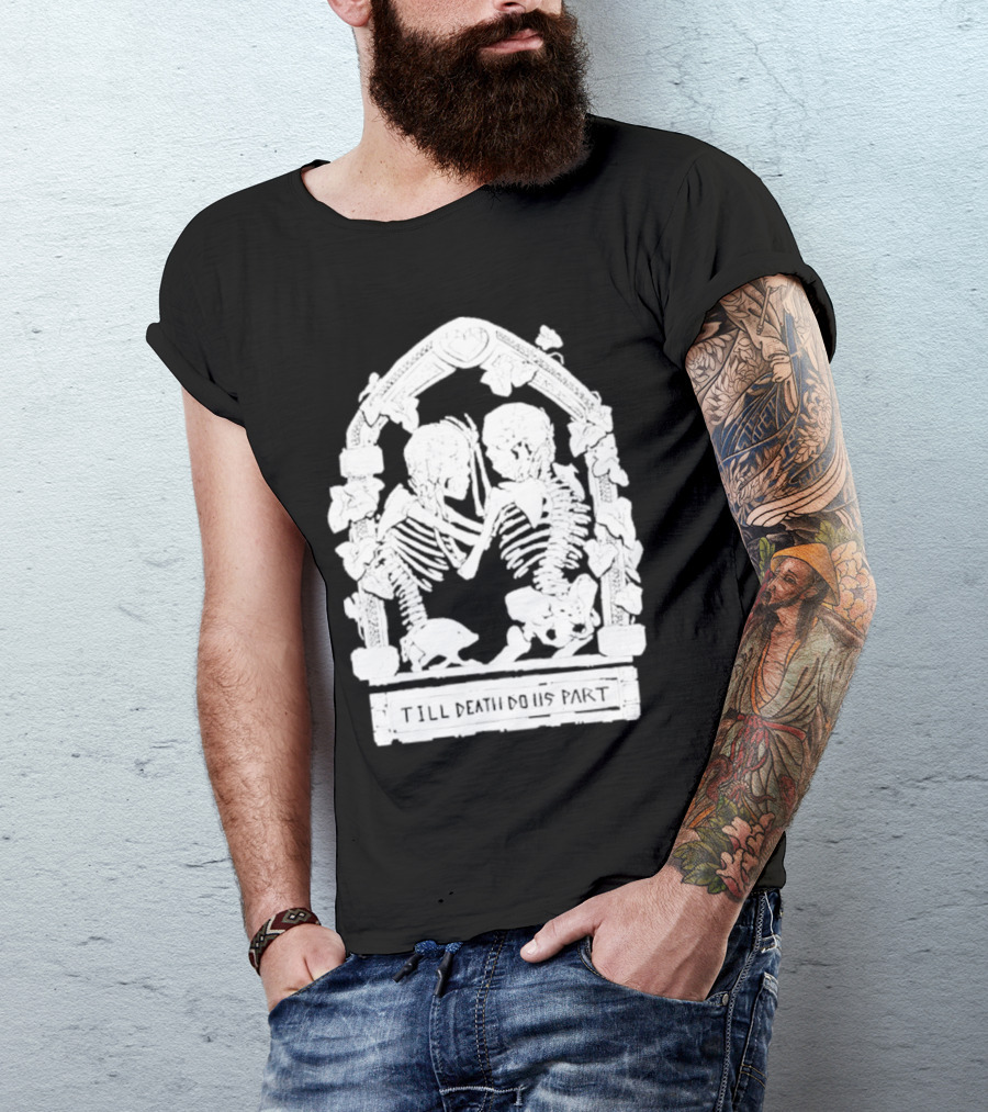 Till Death Do Us Part Skeleton Gothic Arch Motif T-Shirt