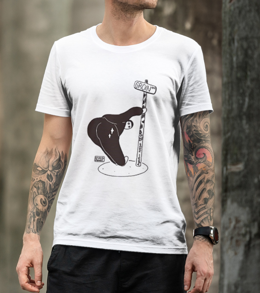 Groin Street Sign With Bandaged Steak Character By Rpwp T-Shirt