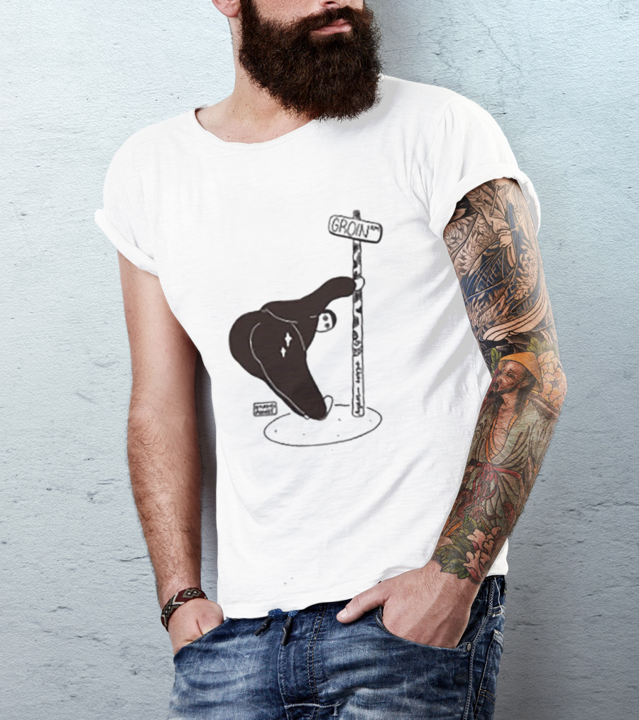 Groin Street Sign With Bandaged Steak Character By Rpwp T-Shirt