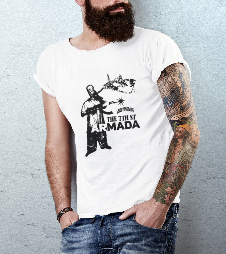 Low Interest The 7th St Armada Revolutionary Symbol With Armed Figure T-Shirt