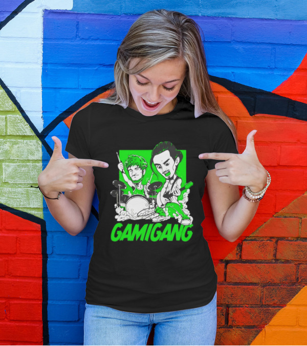 Gami Gang Origami Angel Anime Drummer Guitarist Duo T-Shirt