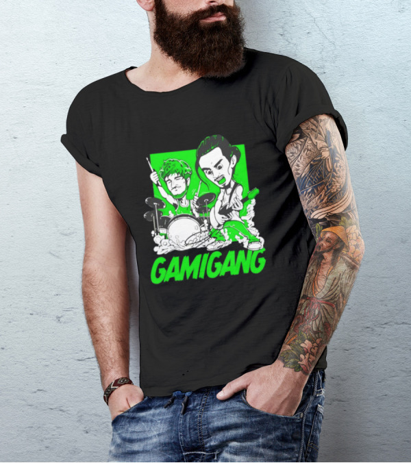 Gami Gang Origami Angel Anime Drummer Guitarist Duo T-Shirt