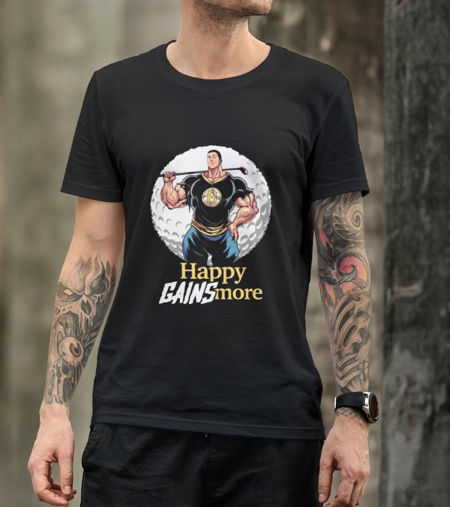 Nick Walker Happy Gainsmore Muscular Cartoon Character With Golf Club T-Shirt