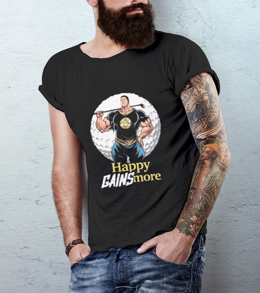 Nick Walker Happy Gainsmore Muscular Cartoon Character With Golf Club T-Shirt