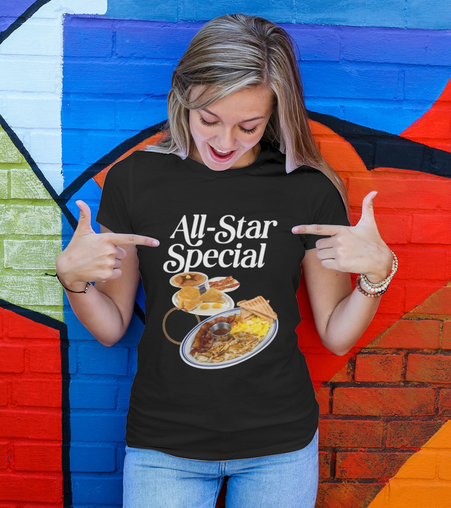 All Star Special Breakfast Eggs Pancakes Bacon Toast Waffles Hashbrowns T-Shirt