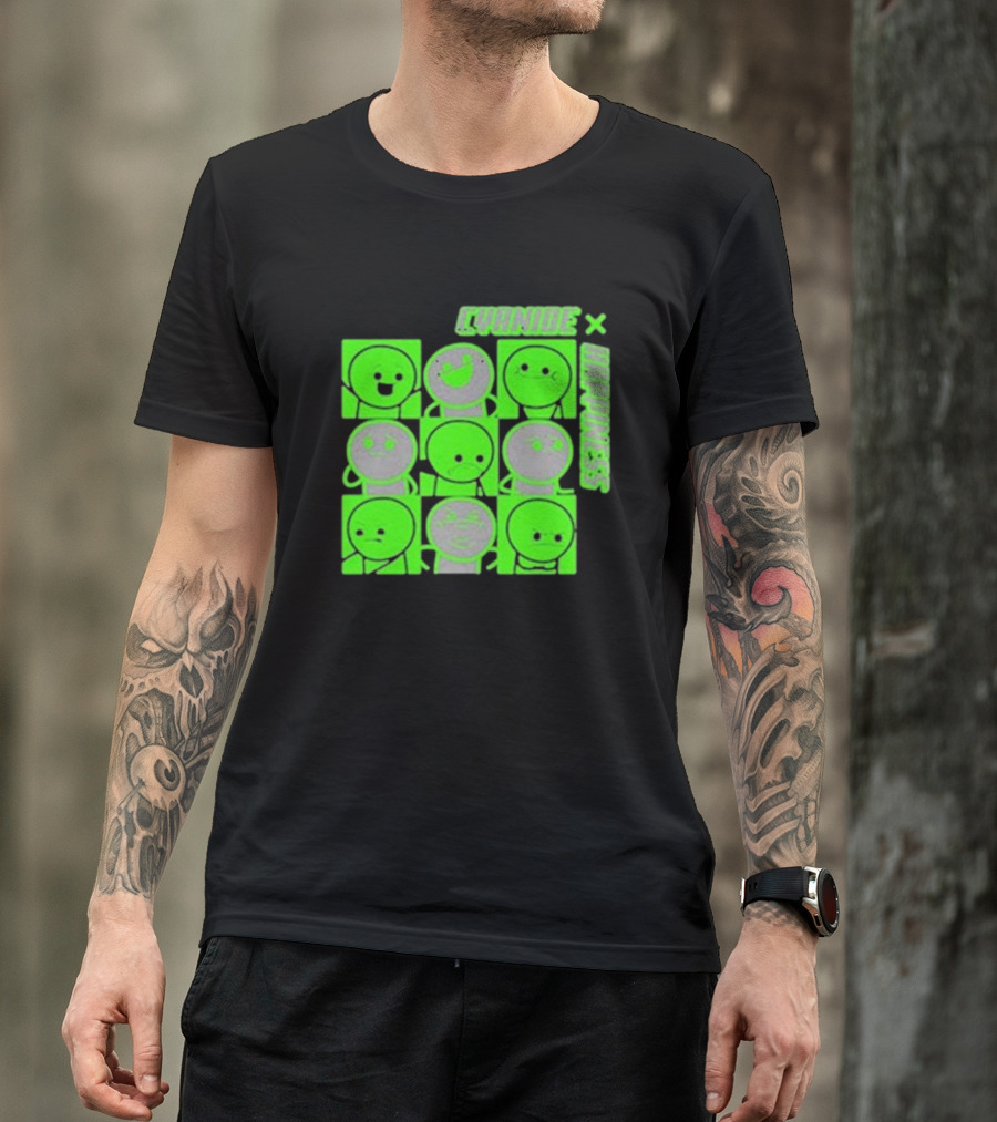Cyanide X Happiness Neon Green Faces T-Shirt