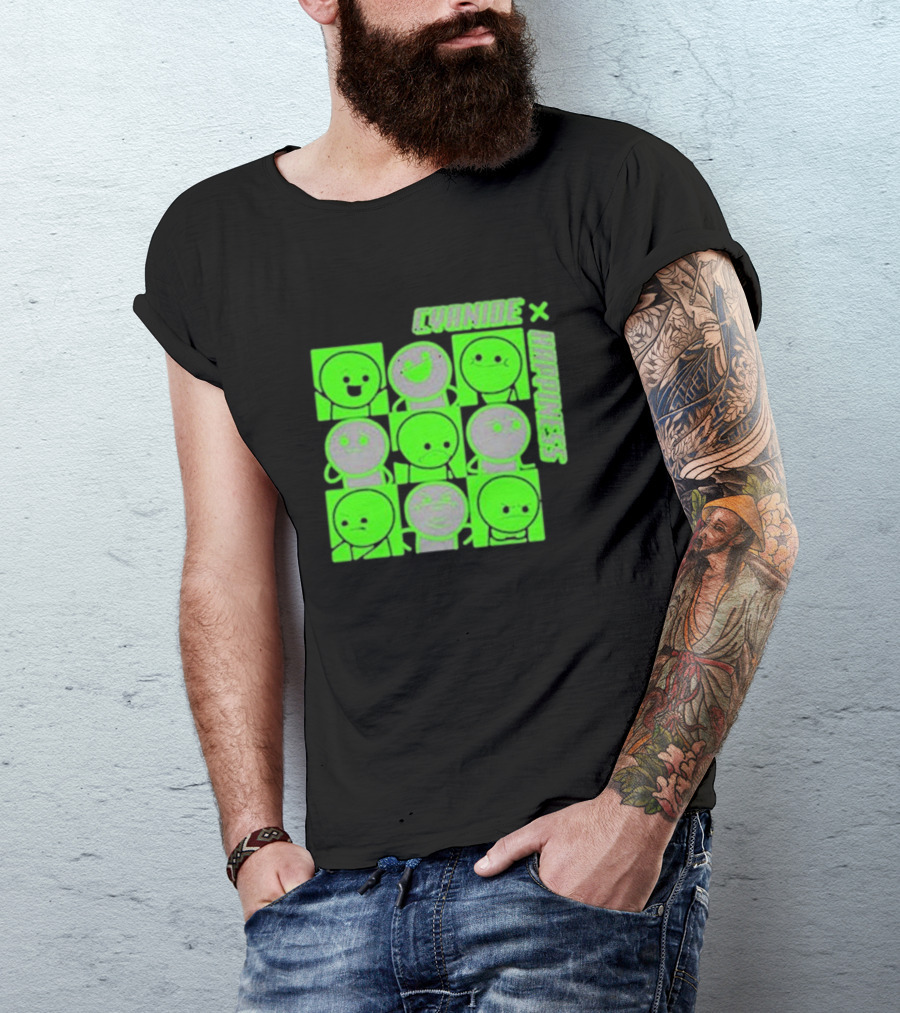 Cyanide X Happiness Neon Green Faces T-Shirt