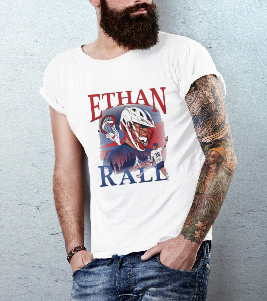Ethan Rall Lacrosse Helmet Player Illustration 35 T-Shirt