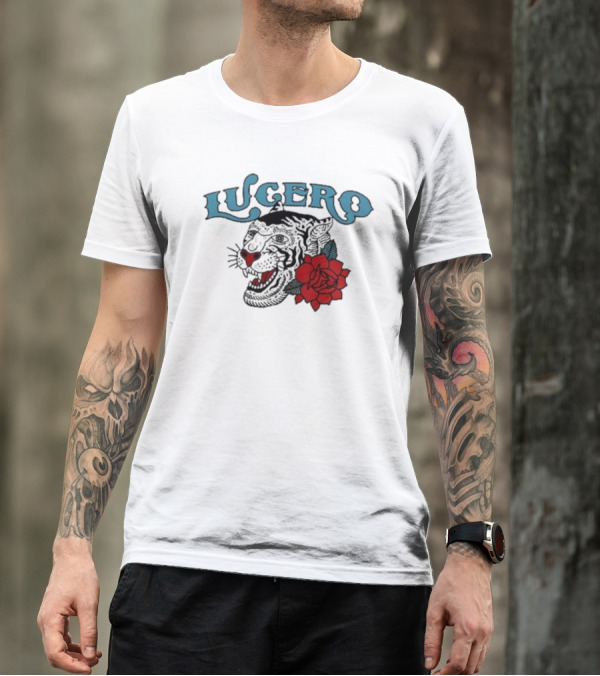 Lucero Panther With Red Rose Tattoo T-Shirt