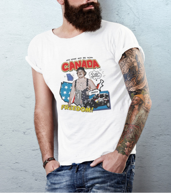 His Name May Be Noah Canada Freedom But He's A True American With USA Map And Stars T-Shirt