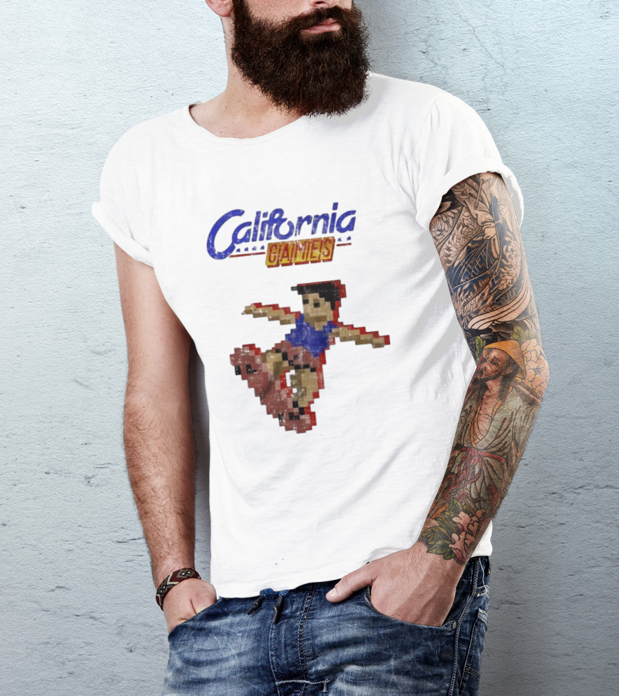 California Games Pixelated Skateboarding Retro Gaming T-Shirt