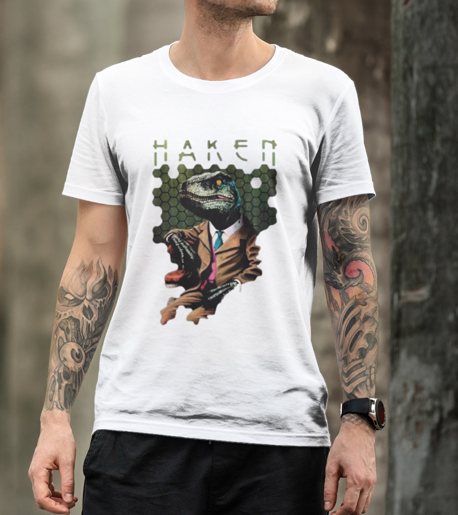 Haken Raptor Sophisticated Dinosaur In Suit T-Shirt