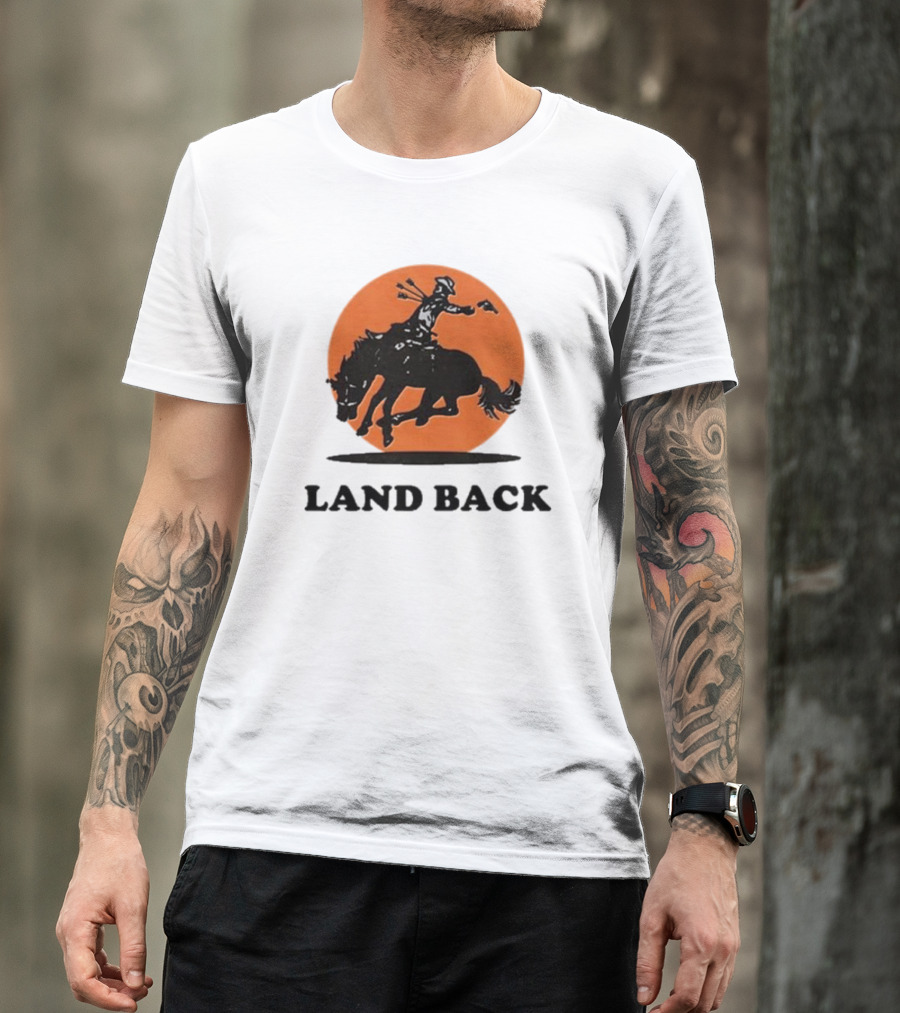 Krime Land Back Cowboy Silhouette With Orange Circle T-Shirt
