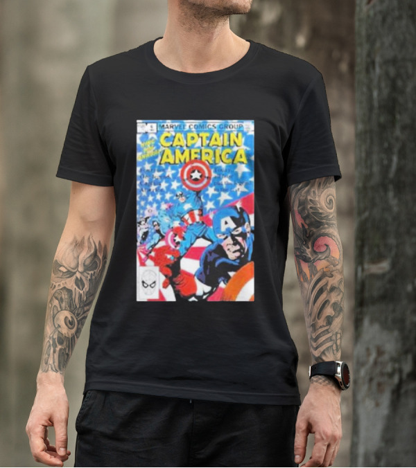 MARVEL COMICS GROUP CAPTAIN AMERICA VINTAGE COVER ROCKOFFTRADE MERCH T-Shirt