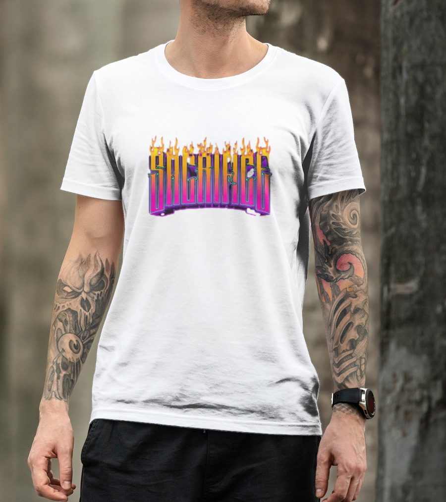 Sacrifice Hades Sunset Flame Text T-Shirt