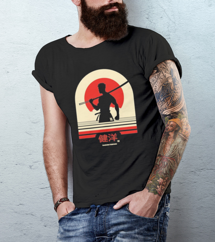 TAKEHIRO TOMIYASU 18 Retro Japanese Samurai T-Shirt