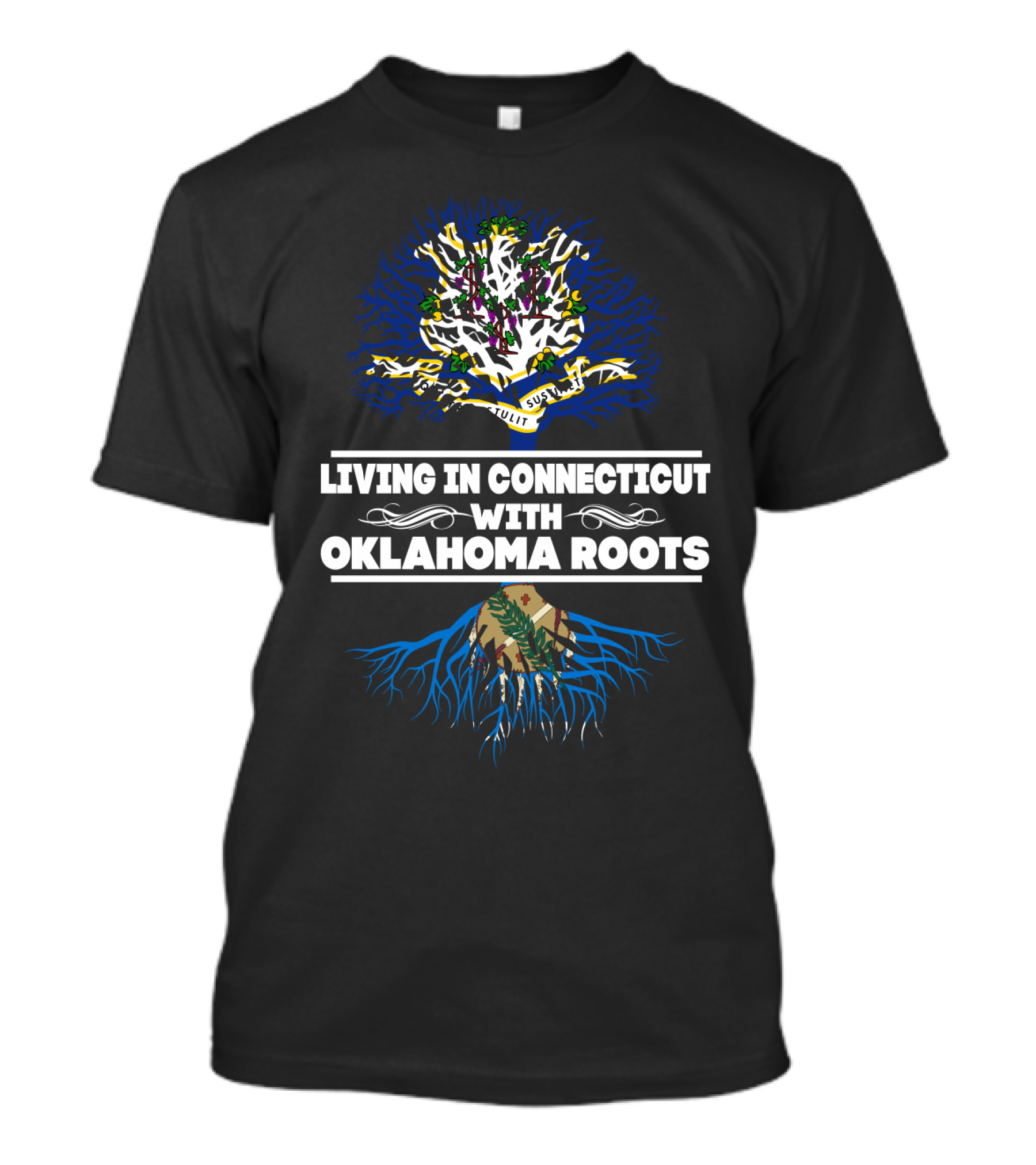 Living In Connecticut With Strong Oklahoma Roots Tree T-Shirt