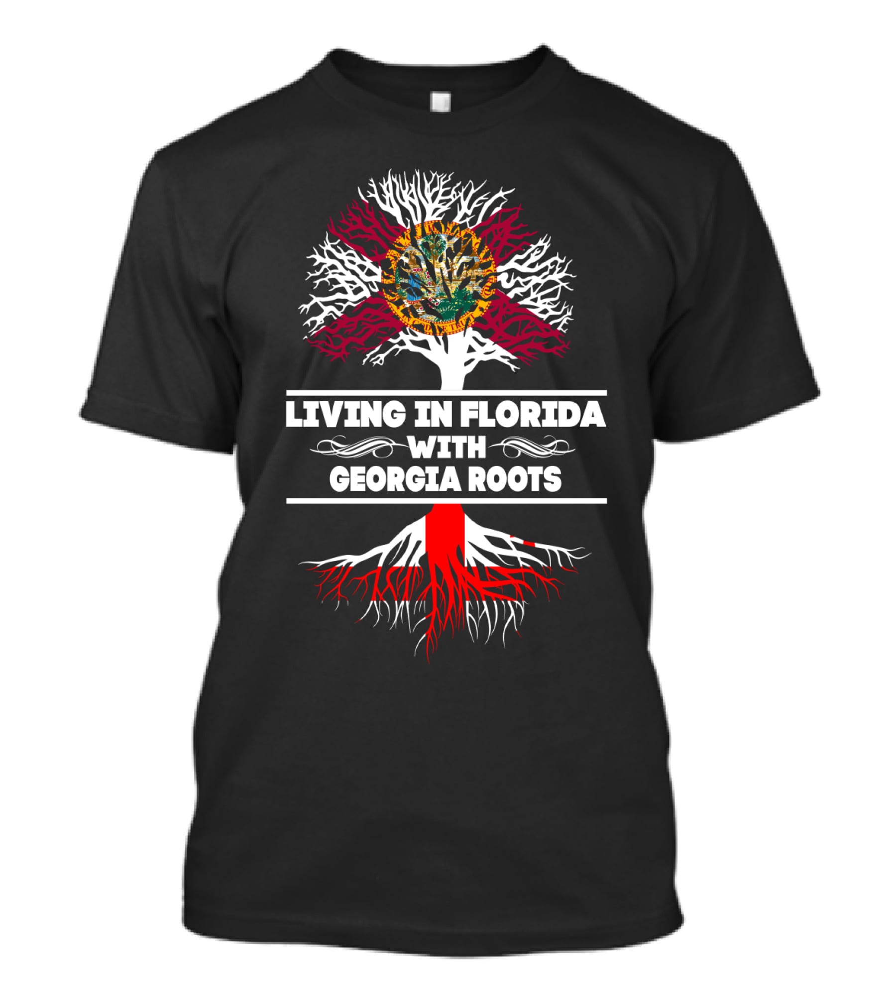 Florida Life And Georgia Heritage With State Seal In Tree Roots T-Shirt