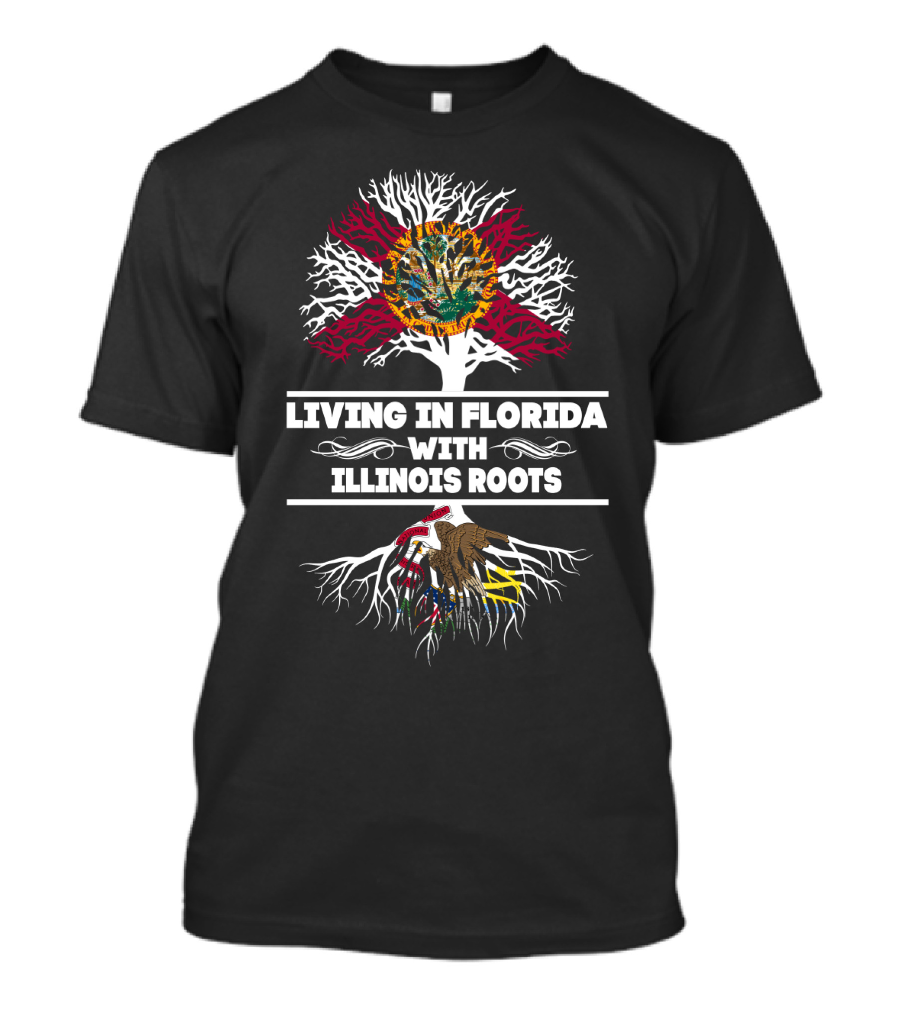 Florida Sun With Illinois Tree Roots State Pride T-Shirt
