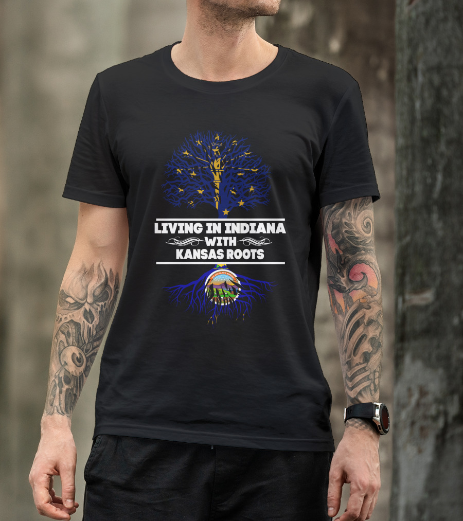 Indiana Residency With Deep Kansas Heritage Featuring State Symbols And Iconography T-Shirt