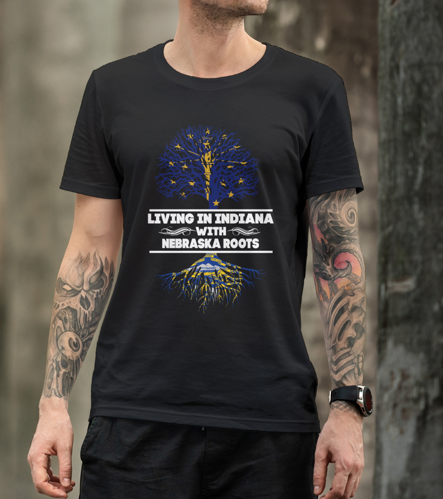Indiana Tree With Nebraska Roots And Stars Symbolism T-Shirt