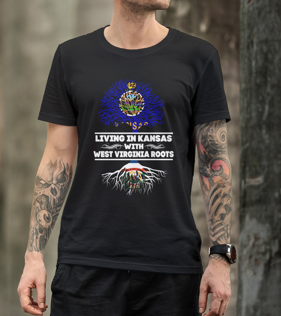Kansas Home State West Virginia Family Heritage Roots Tree T-Shirt
