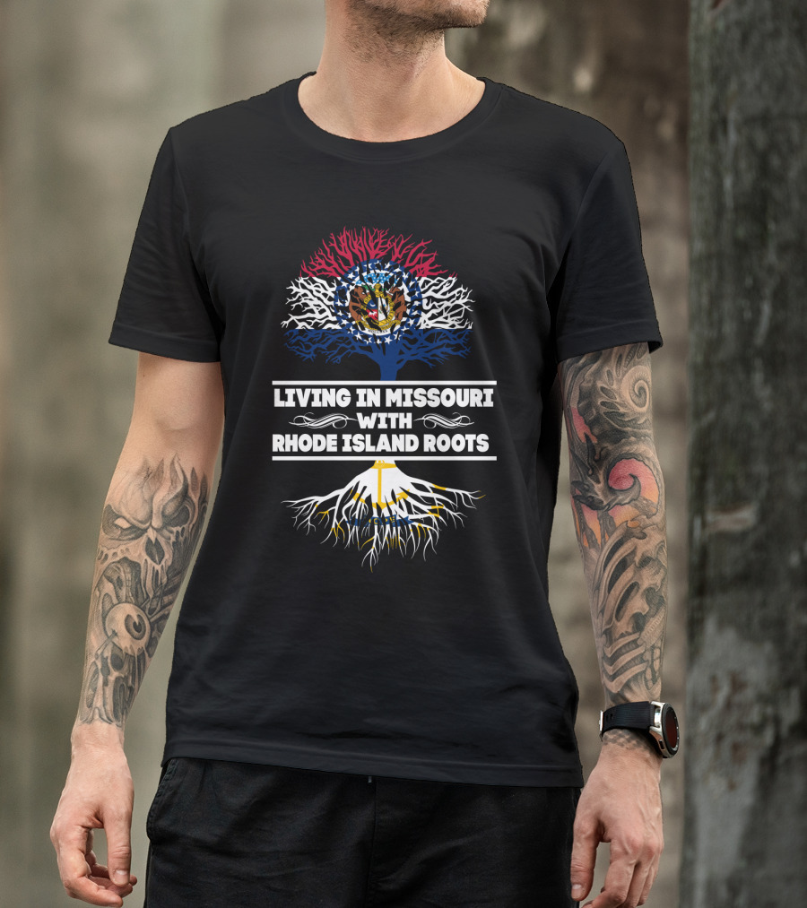 Missouri Pride Blending With Rhode Island Heritage Featuring State Colors And Symbols T-Shirt