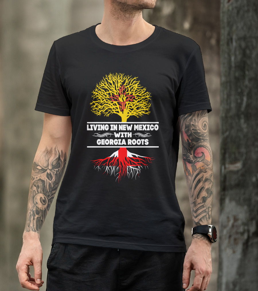 Living In New Mexico With Georgia Roots Zia Symbol Tree T-Shirt