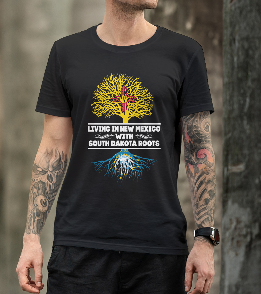 Living In New Mexico With South Dakota Roots Zia Symbol And State Seal Tree T-Shirt