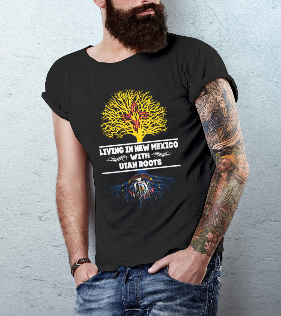 Living In New Mexico With Utah Roots Zia Symbol And Utah State Seal Tree T-Shirt