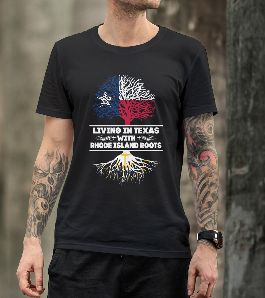 Texas And Rhode Island Heritage: Lone Star And Ocean State Tree Roots T-Shirt