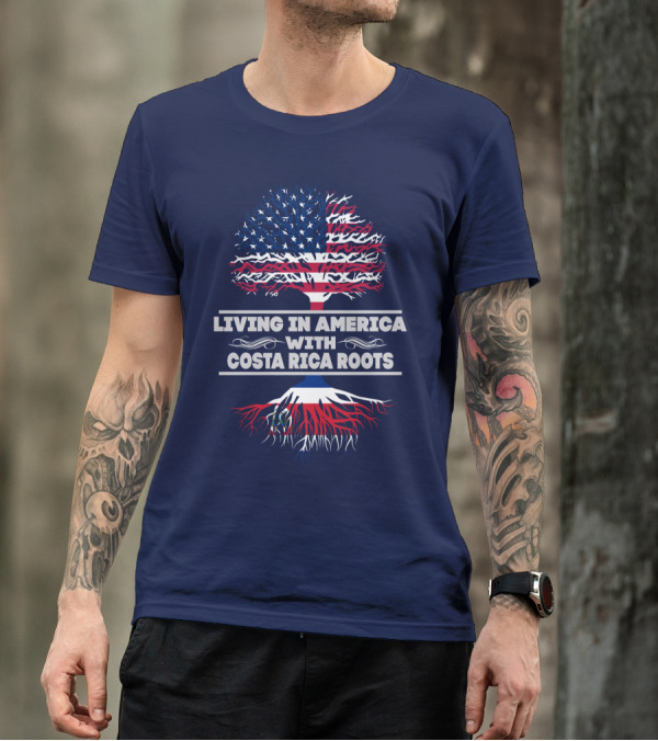 Living In America With Costa Rica Roots Patriotic Tree T-Shirt