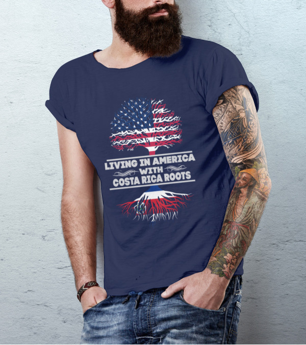 Living In America With Costa Rica Roots Patriotic Tree T-Shirt