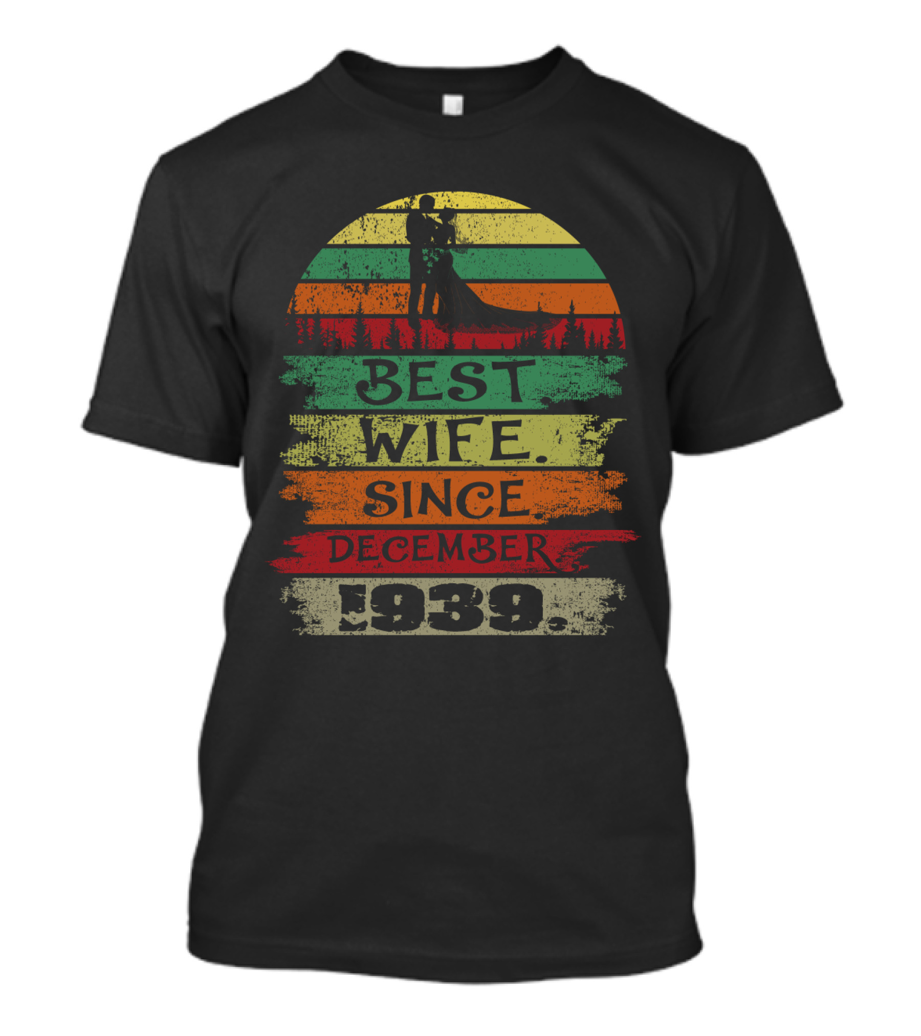 Best Wife Since December 1939 Retro Sunset Wedding T-Shirt
