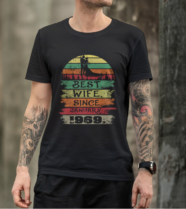 Best Wife Since January 1969 Vintage Retro Sunset T-Shirt