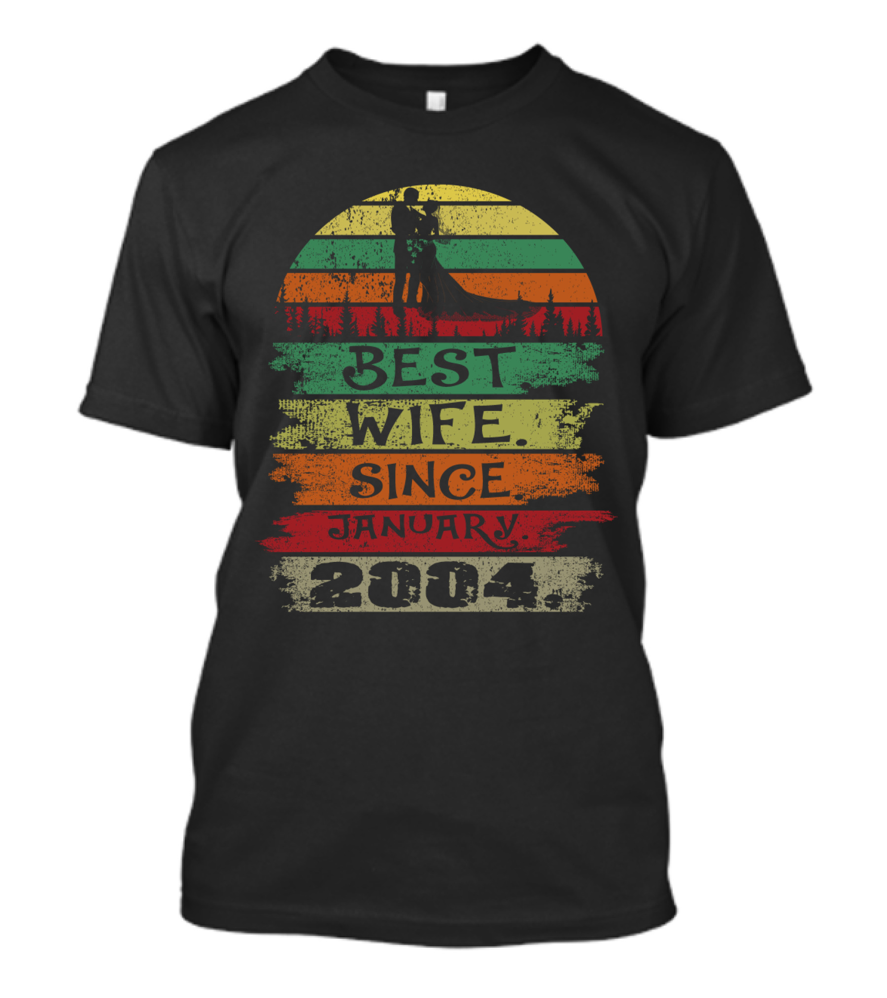 Best Wife Since January 2004 Vintage Sunset T-Shirt