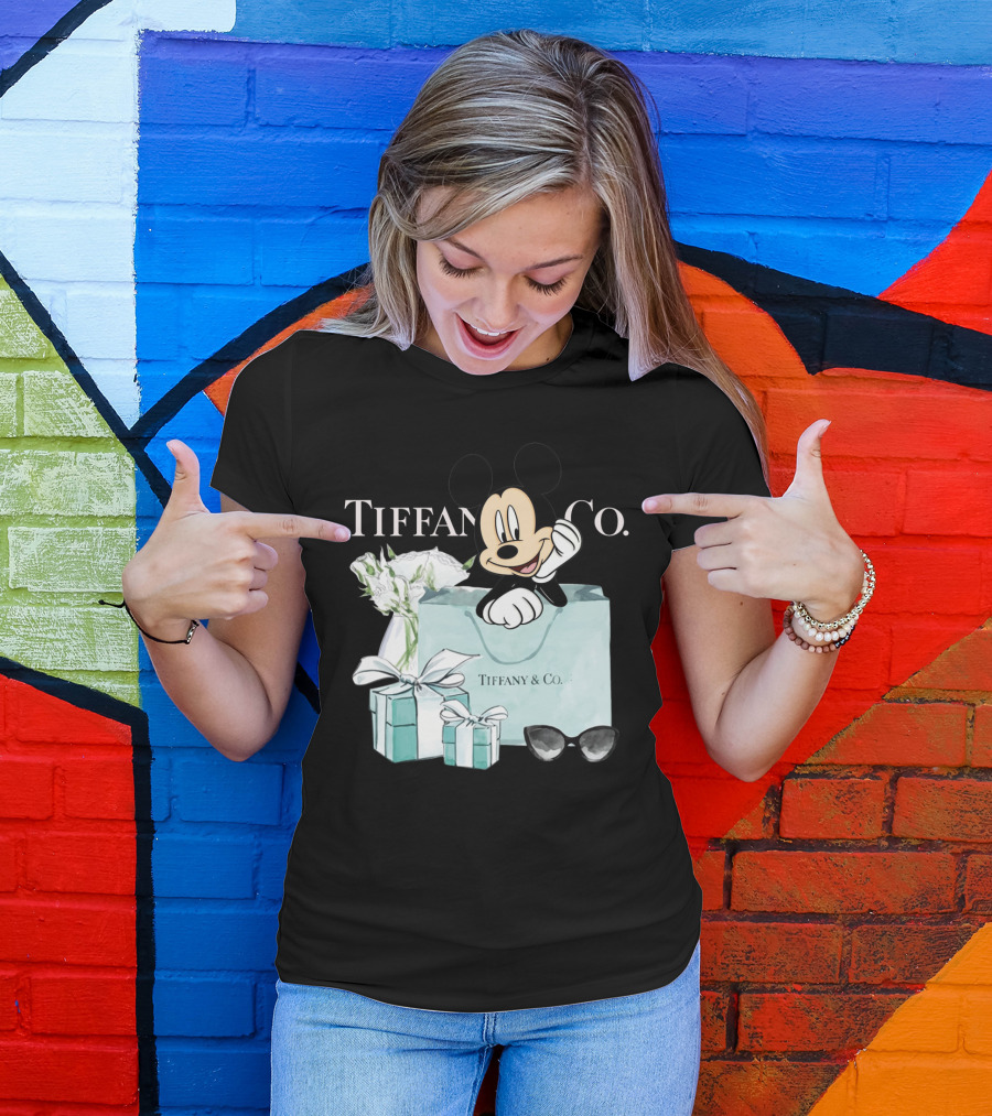 Tiffany And Co Mickey Mouse With Gift Boxes And Flowers T-Shirt