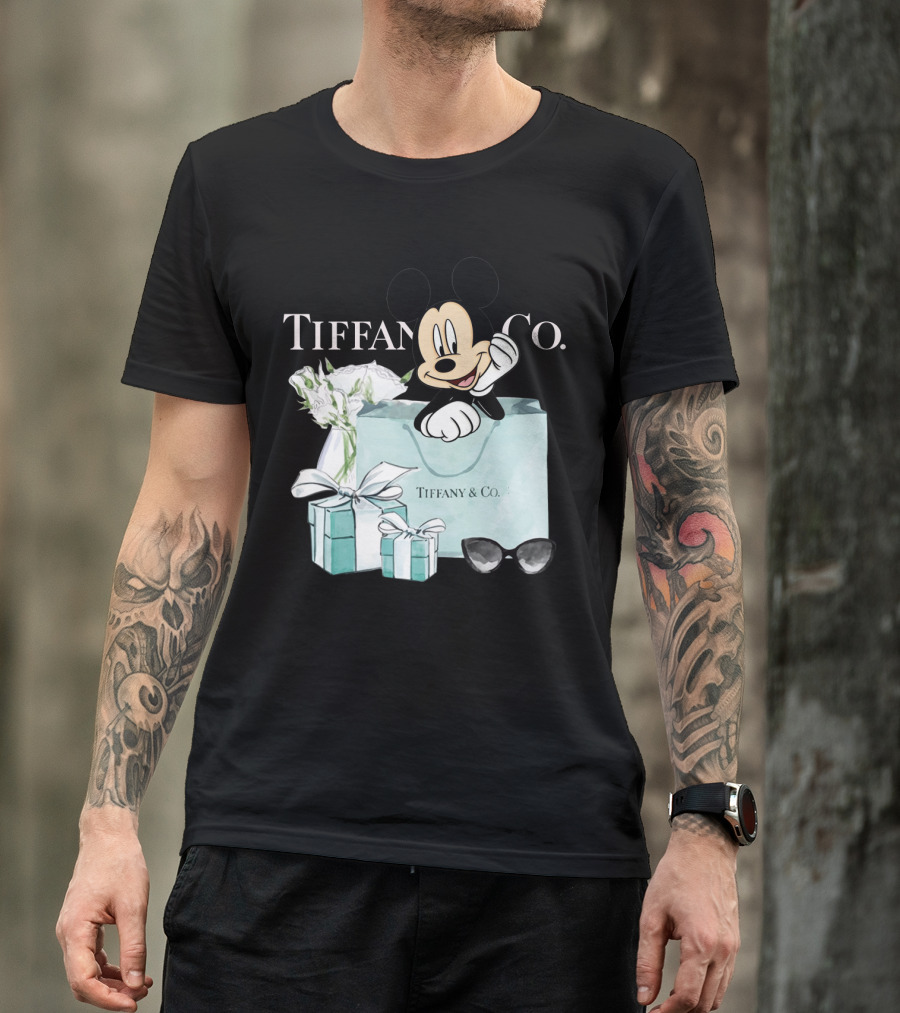 Tiffany And Co Mickey Mouse With Gift Boxes And Flowers T-Shirt