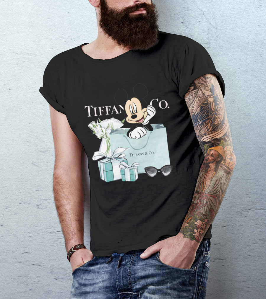 Tiffany And Co Mickey Mouse With Gift Boxes And Flowers T-Shirt